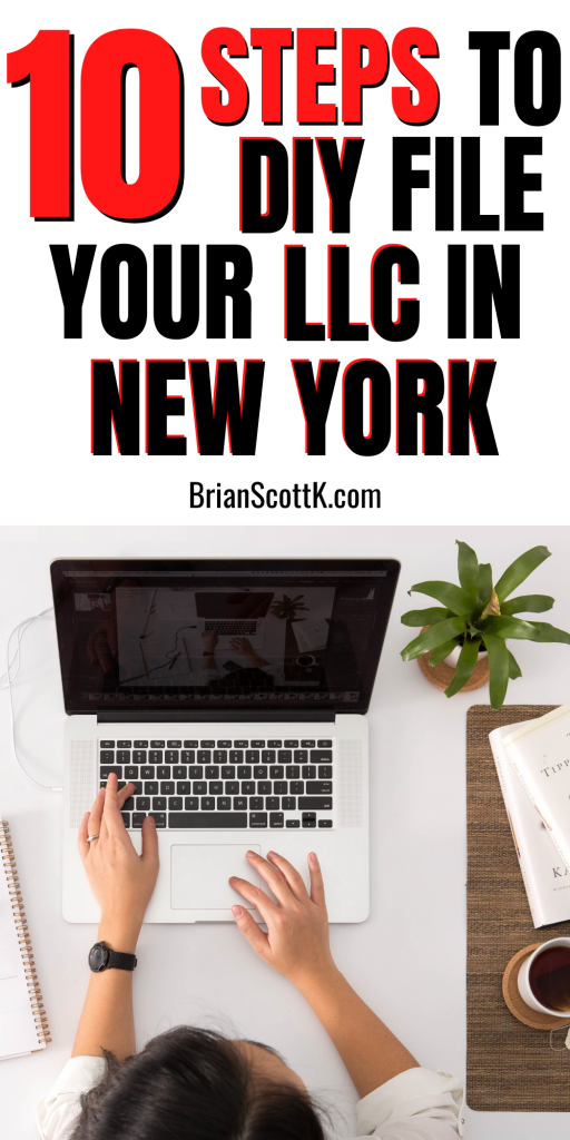 "Pinnable" graphic about how to File your LLC in New York.