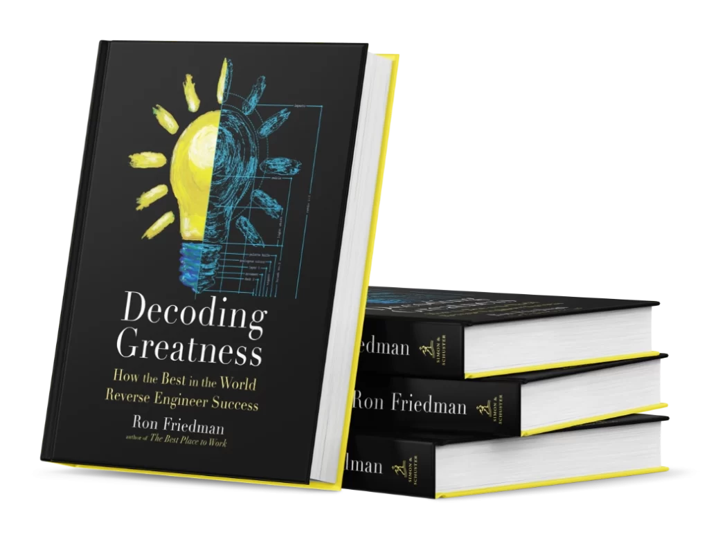 Decoding Greatness book. Ron Friedman suggests that tracking progress helps yield success