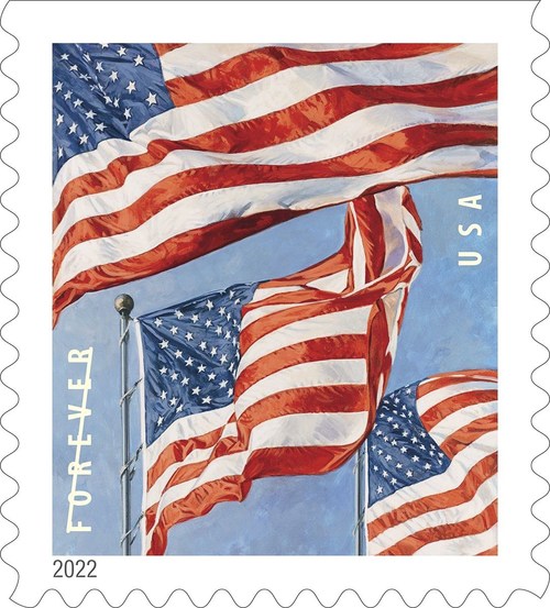 Image of a 2022 USA "Forever" Flag Stamp